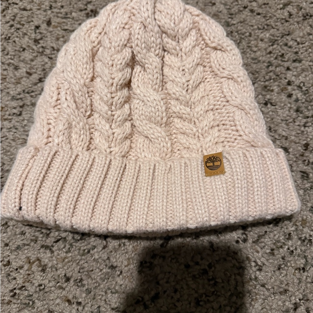 Timberland White Fleece-Lined Beanie